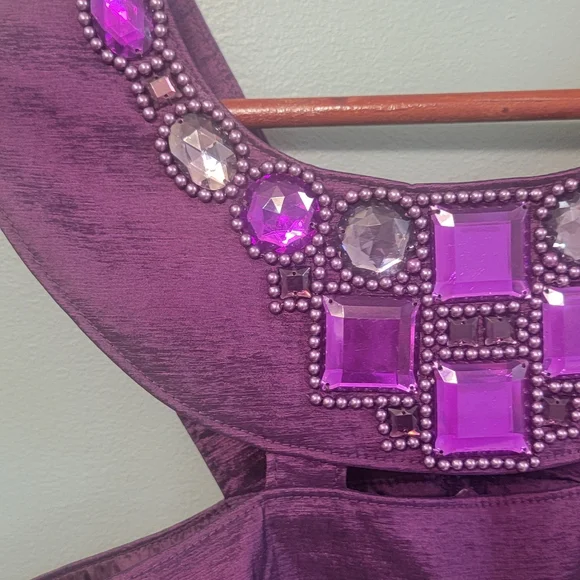 Adriana Papell NWT Midnight Purple Beaded Feminine Formal Evening Dress Size 8 - Picture 9 of 14